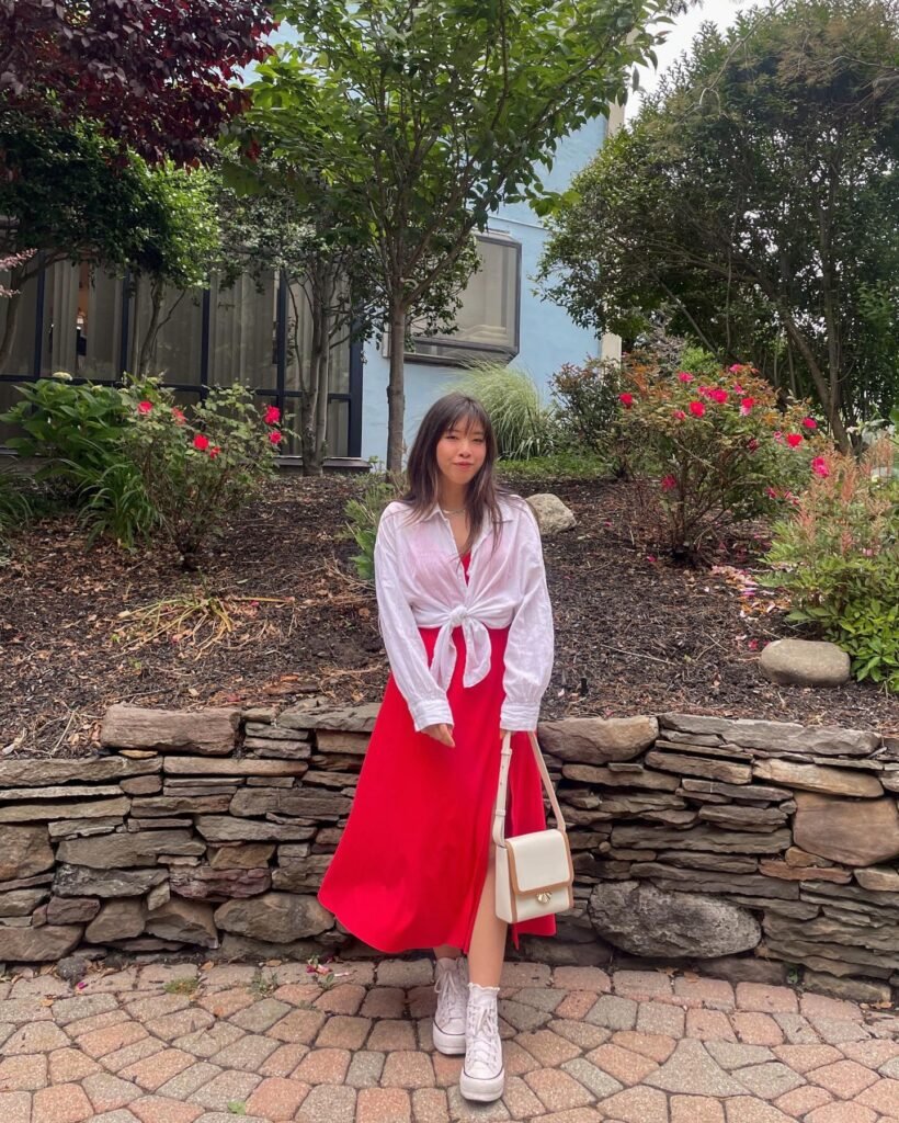 Garden Romance: The Perfect Red Dress Ensemble