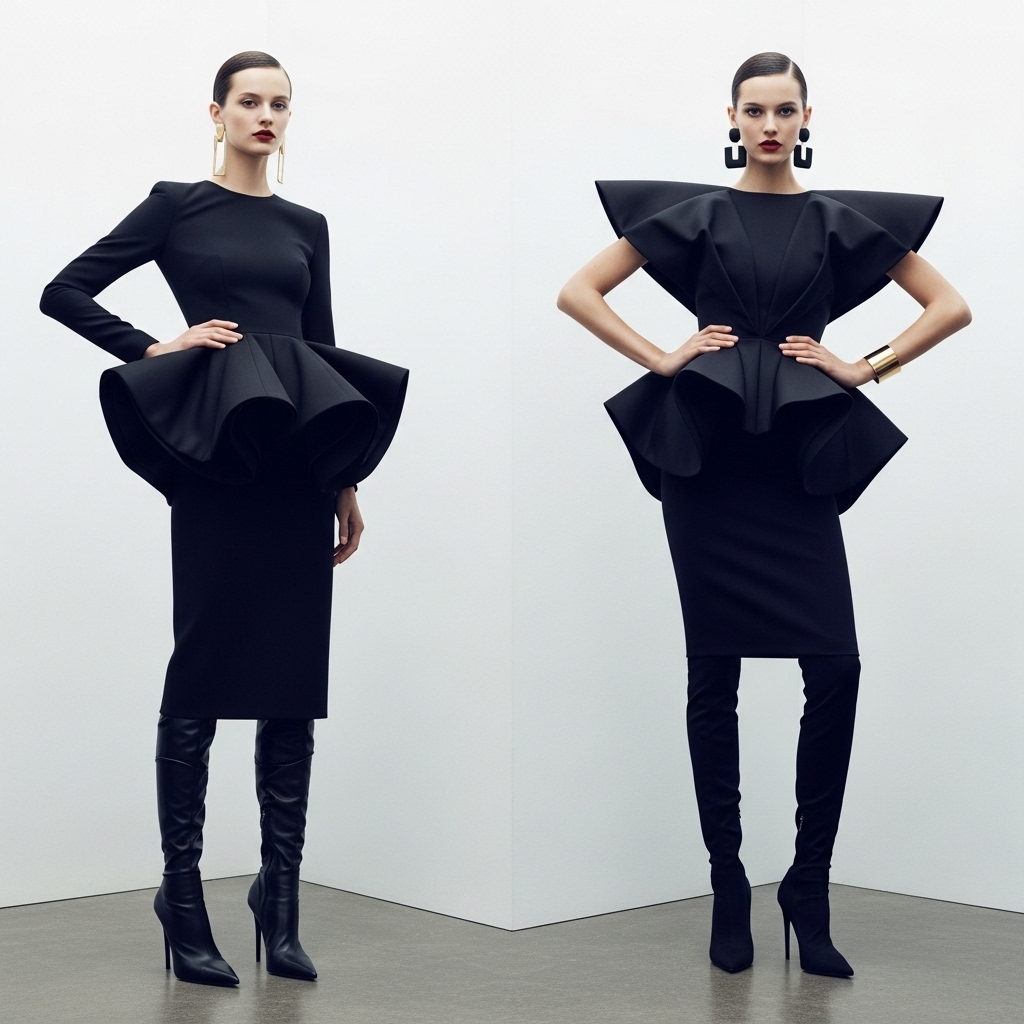 sculptural peplum silhouettes