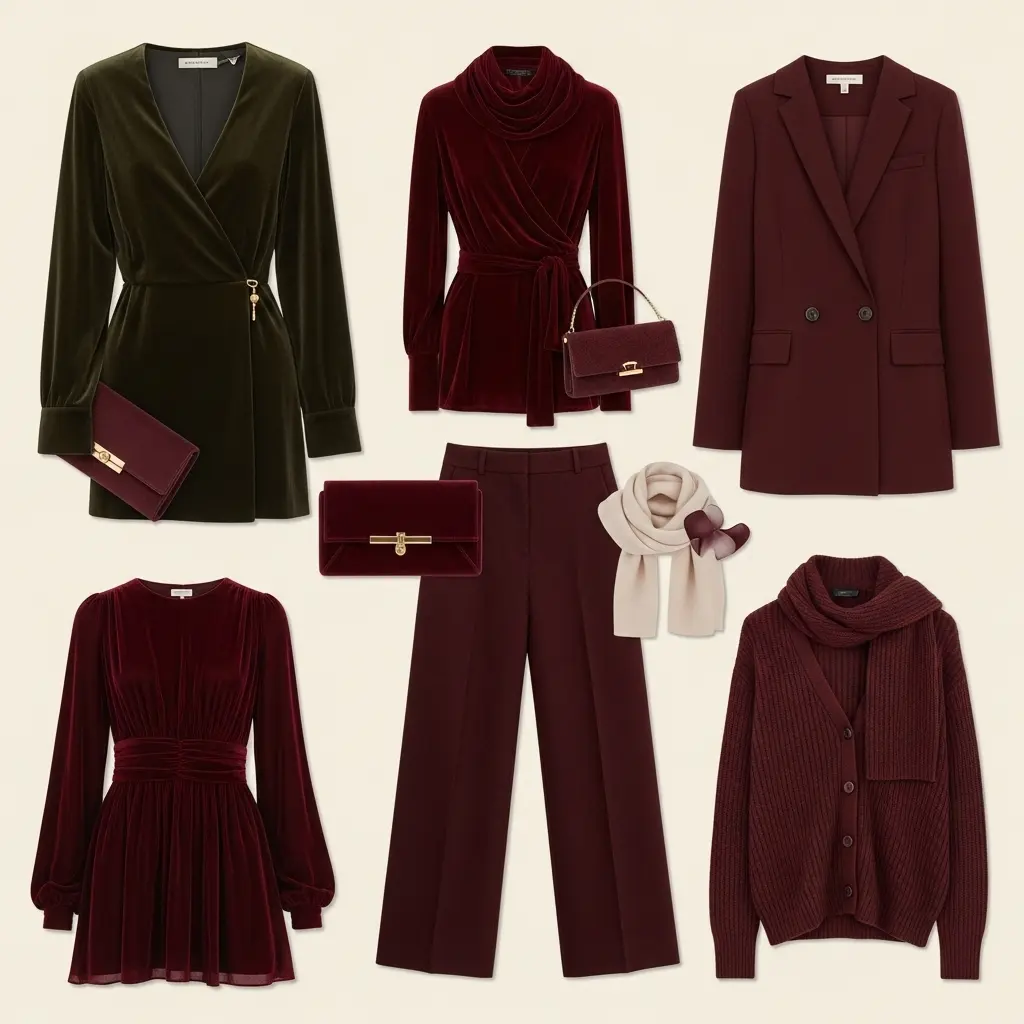 Burgundy and deep red tones