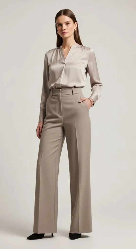 The cardigan and dress pants pairing