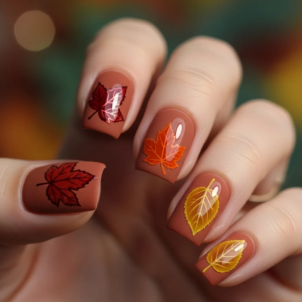 Matte Terracotta with Glossy Leaves