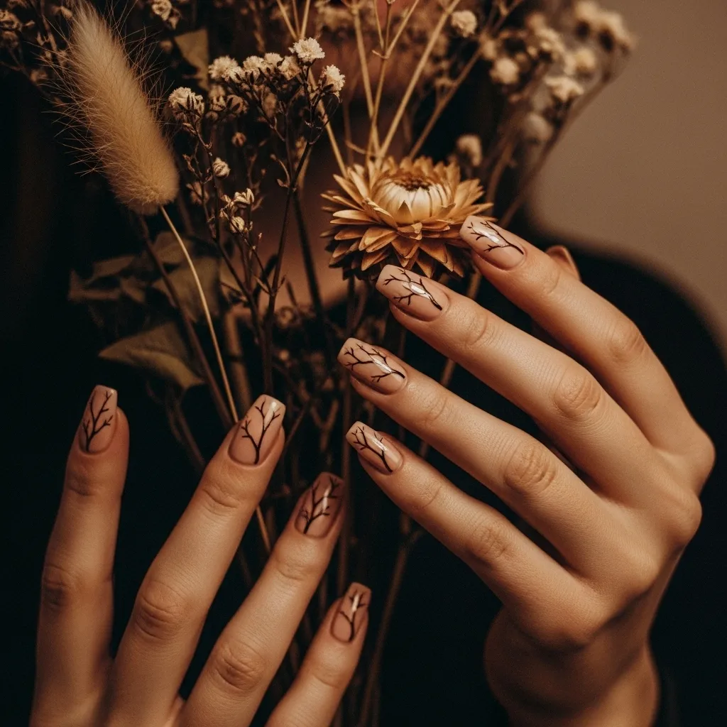 Nude with Abstract Fall Branches