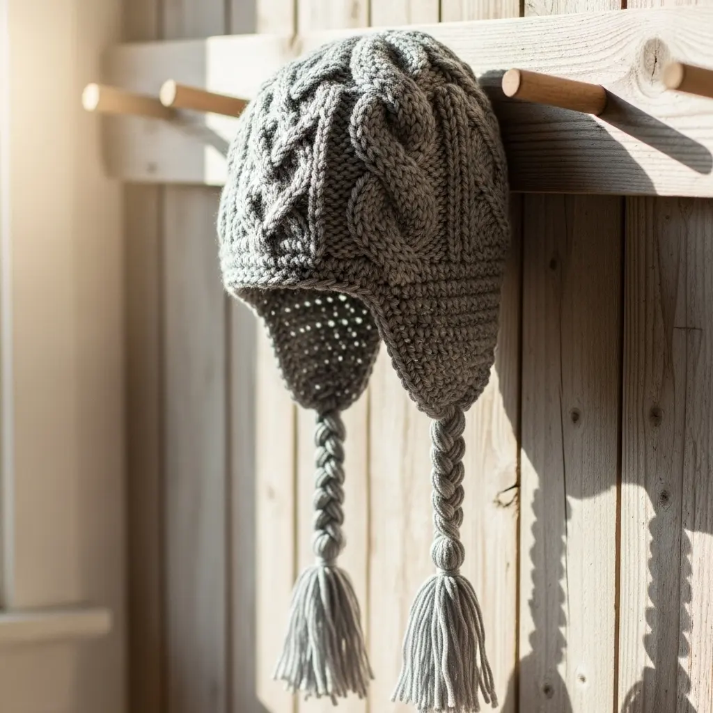 Earflap Hat with Braided Ties