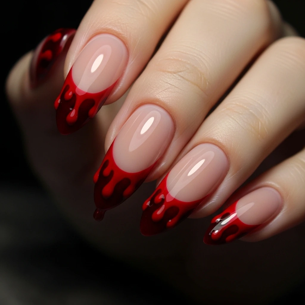 Dripping Blood French Tips