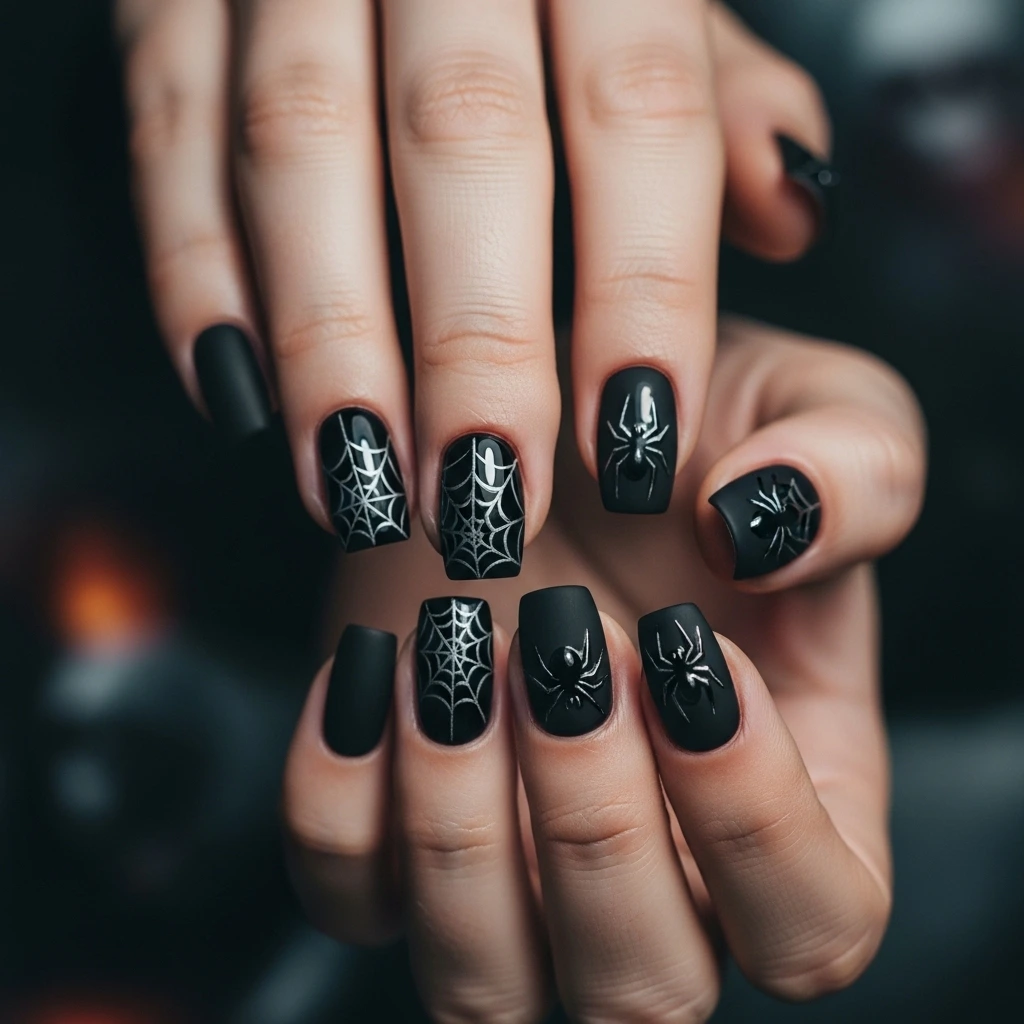 Glossy and Matte Black Spider Webs