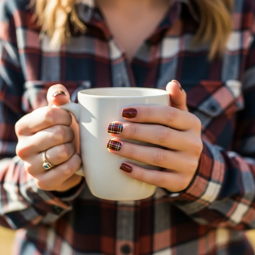 Plaid Accent Nails