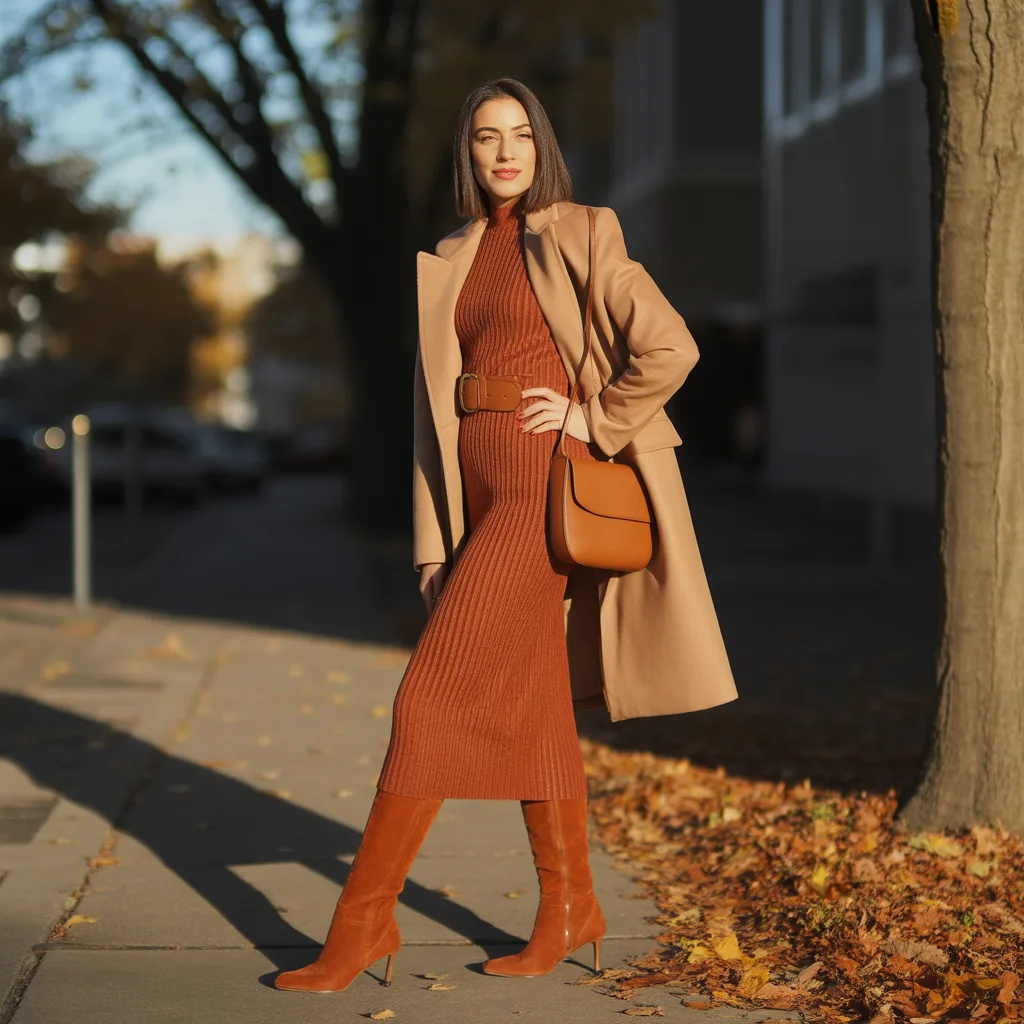 Midi Dress with Boots Outfit