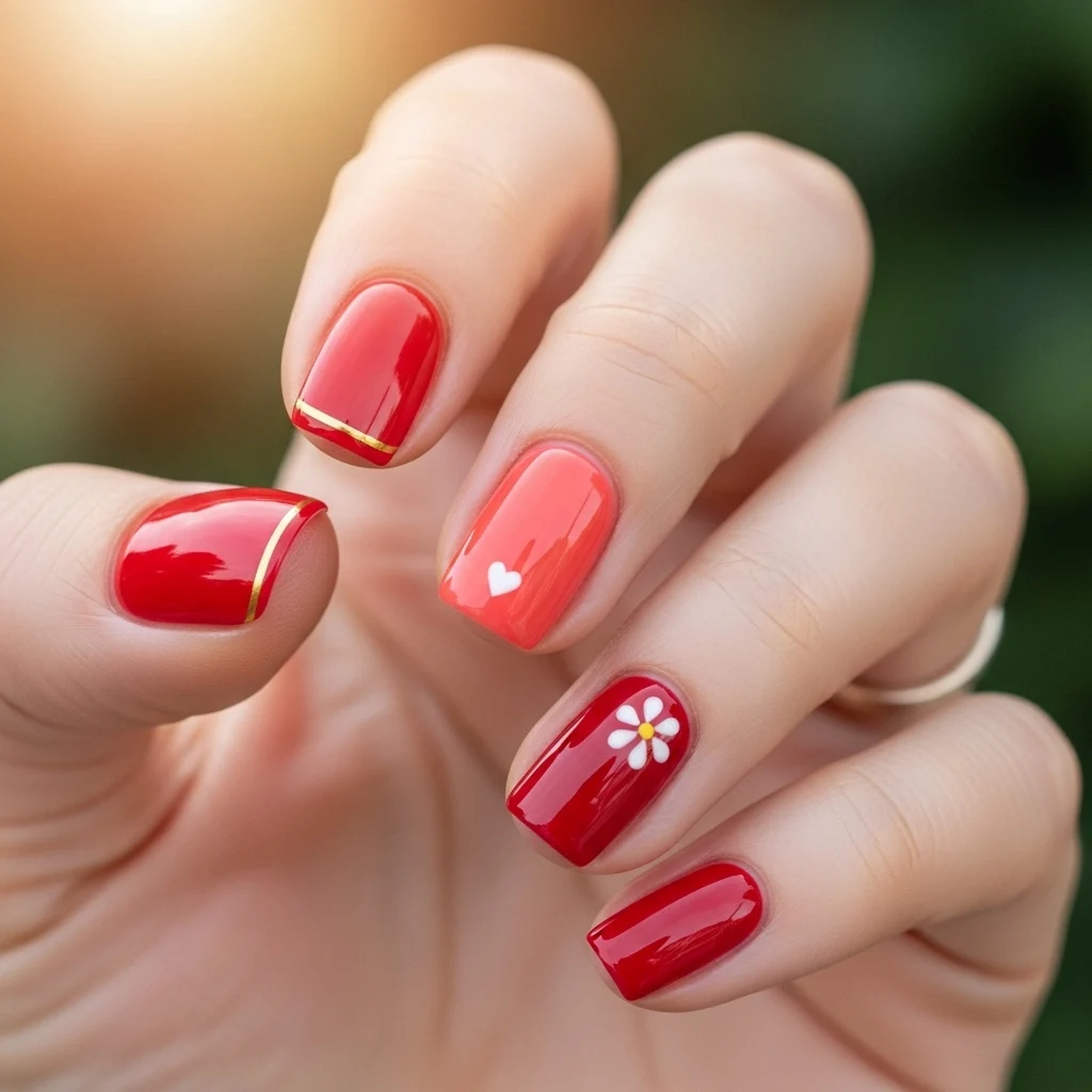 15 Short Red Nail Art Designs to Steal Your Summer Nail Game