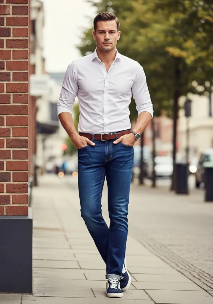 Dark wash jeans that fit just right