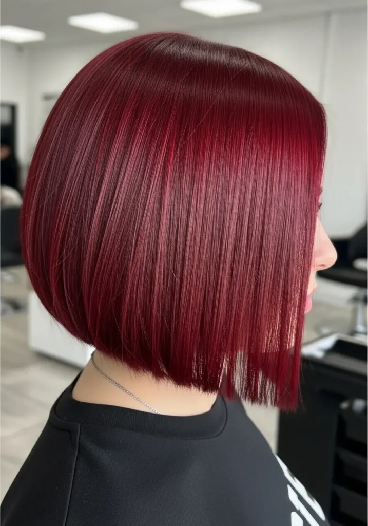 Wine Red Bob with Blunt Ends