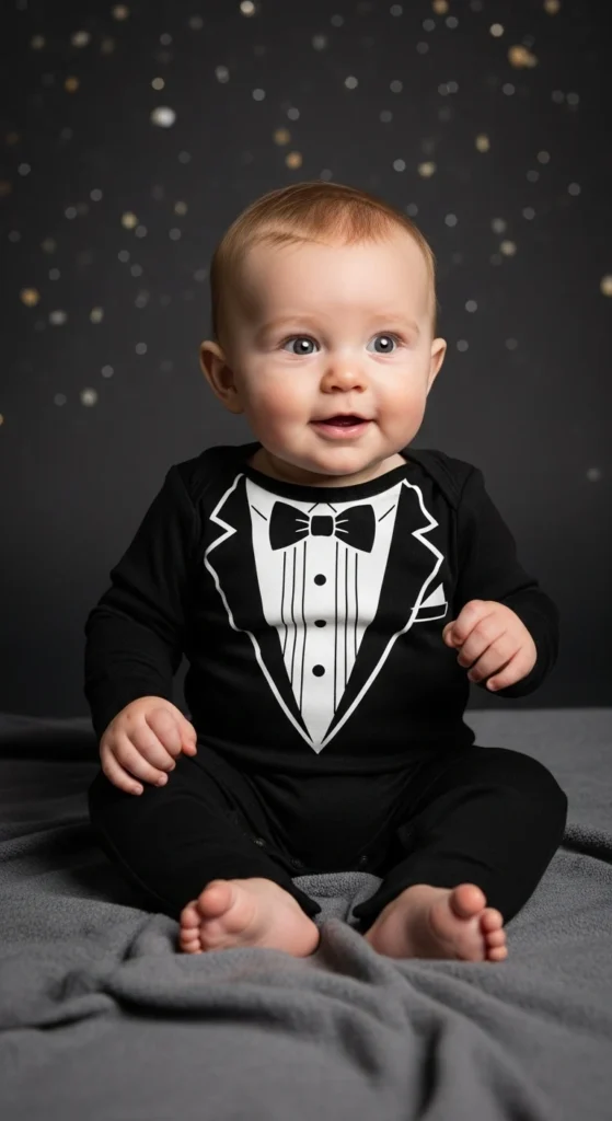 Tuxedo Print Onesie
