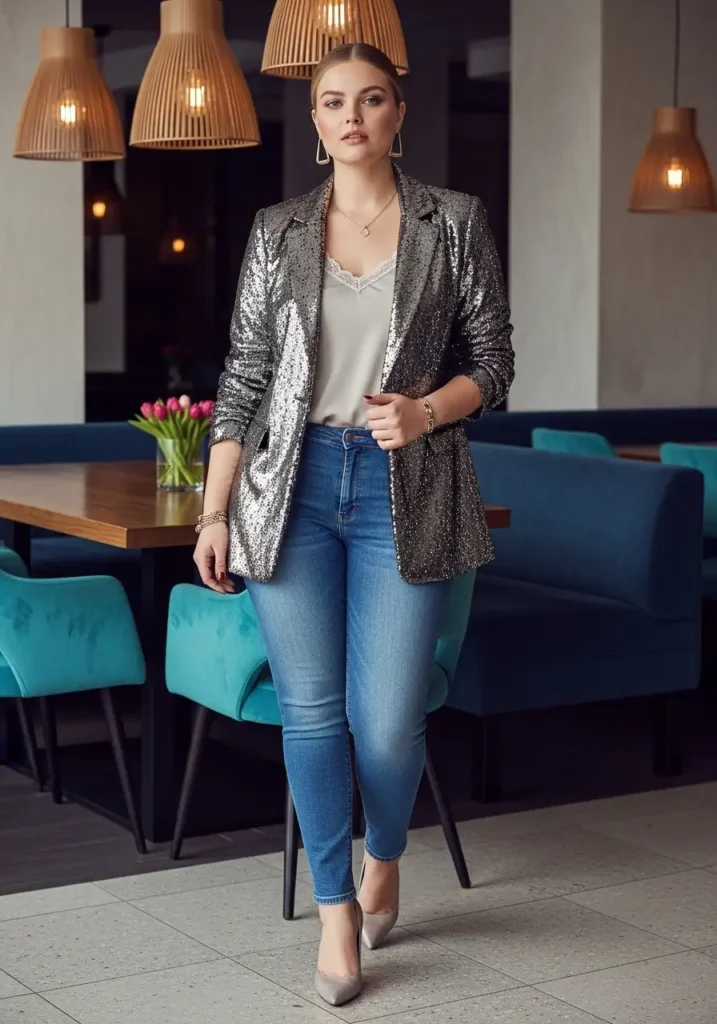  Sparkly Blazer with Jeans