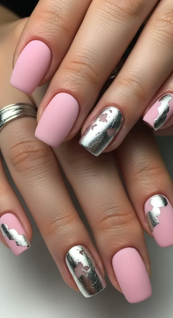 Millennial Pink with Silver Foil