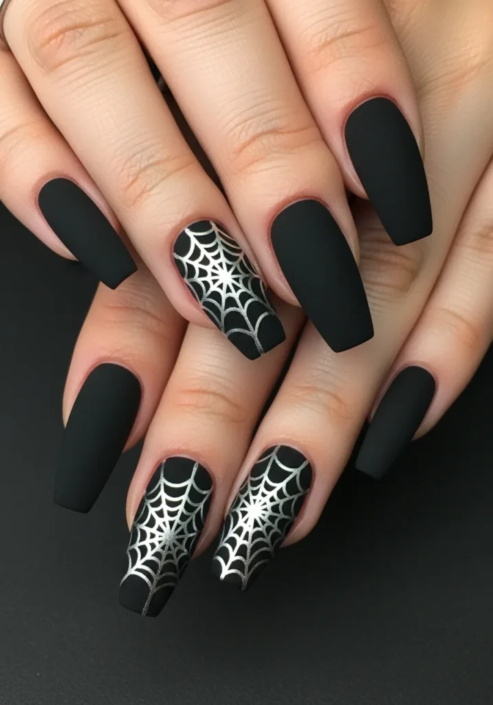 Matte Black with Chrome Spider Webs