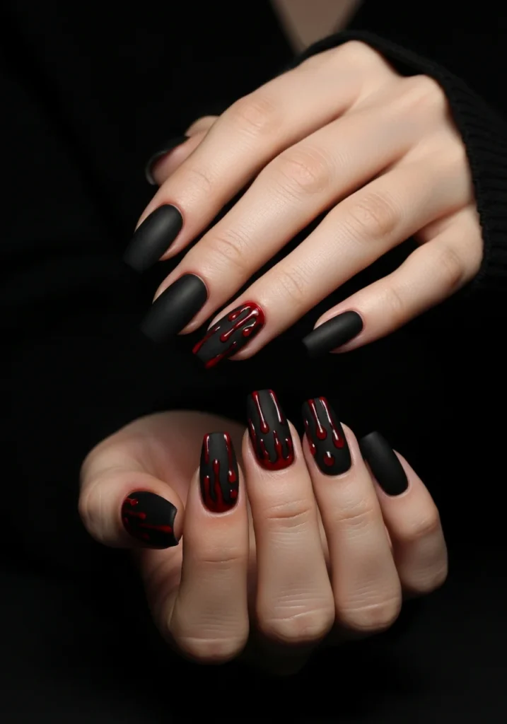 Matte Black with Glossy Blood Drips