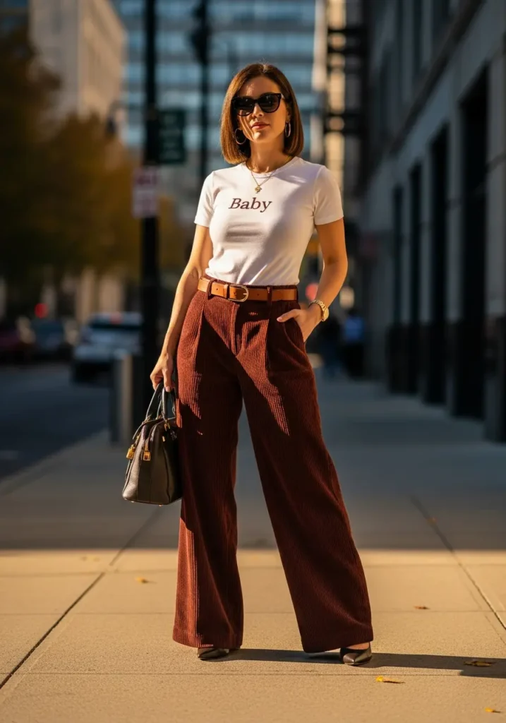 Wide-Leg Trousers and Fitted Tee