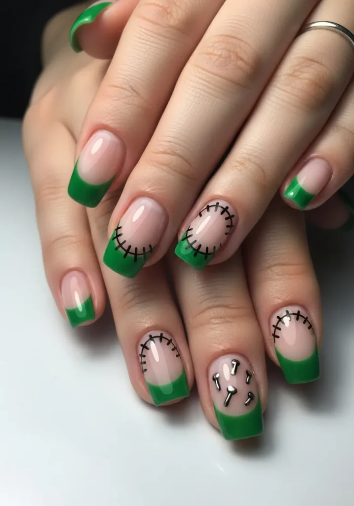 Frankenstein French Tips