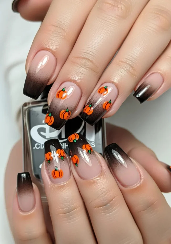 Sheer Black with Floating Pumpkin Details