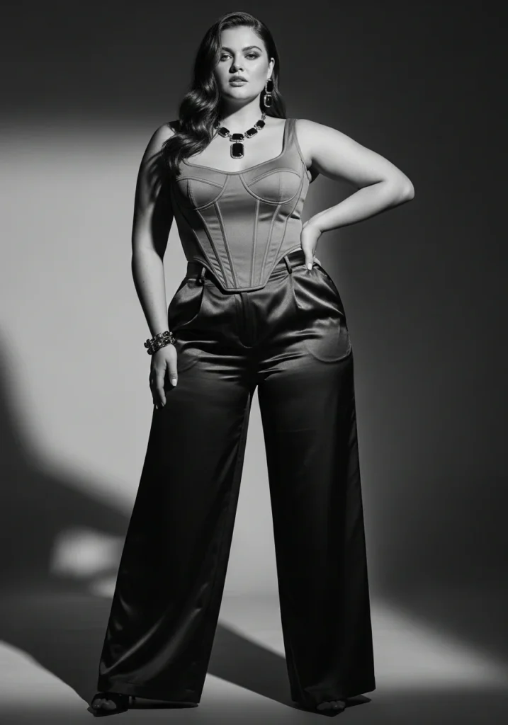 Wide-Leg Pants with Corset Top