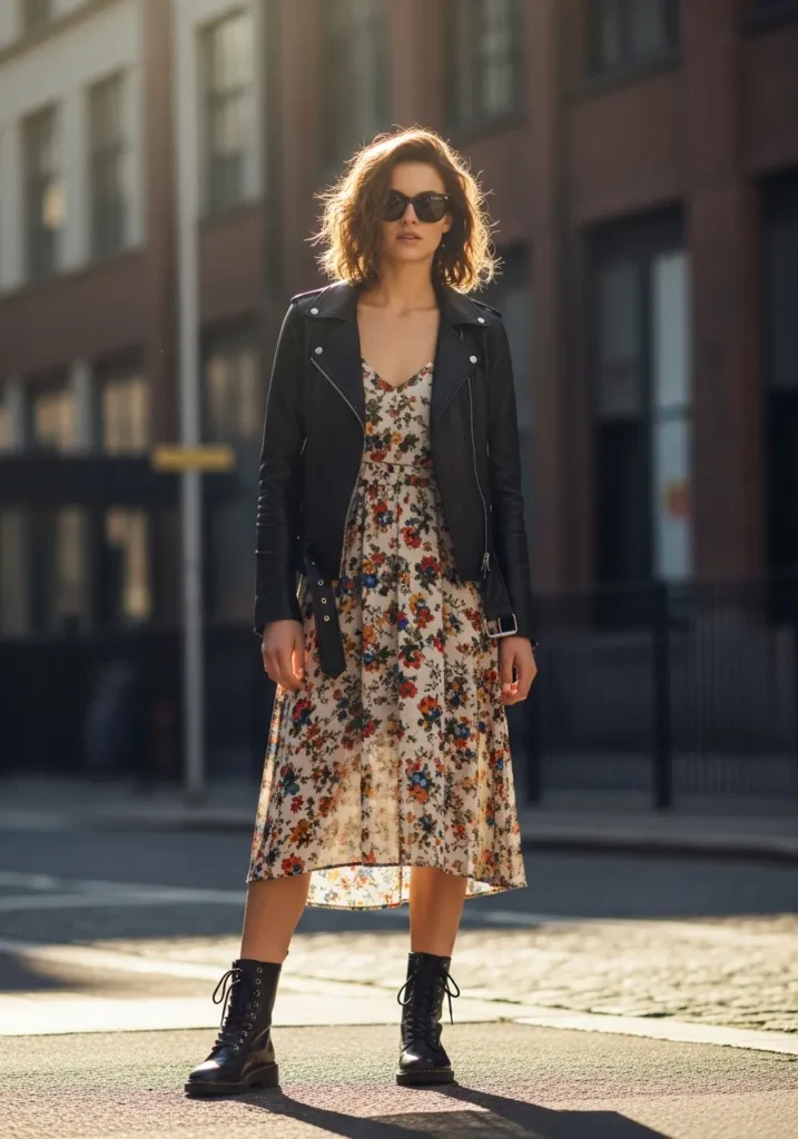 Leather Jacket and Sundress